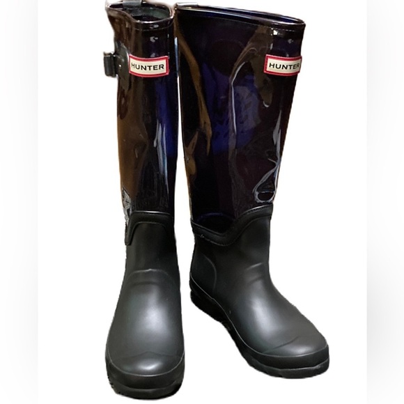 EUC Hunter Black Glossy Rain Boots - Picture 1 of 3